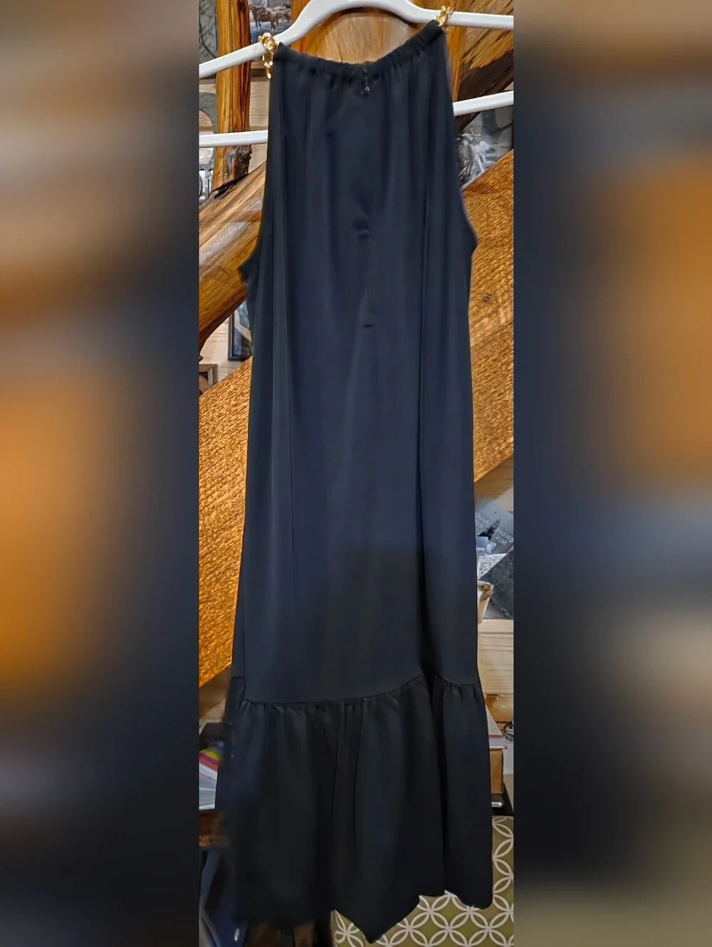 Michael Kors Black Dress with Gold Chain Straps